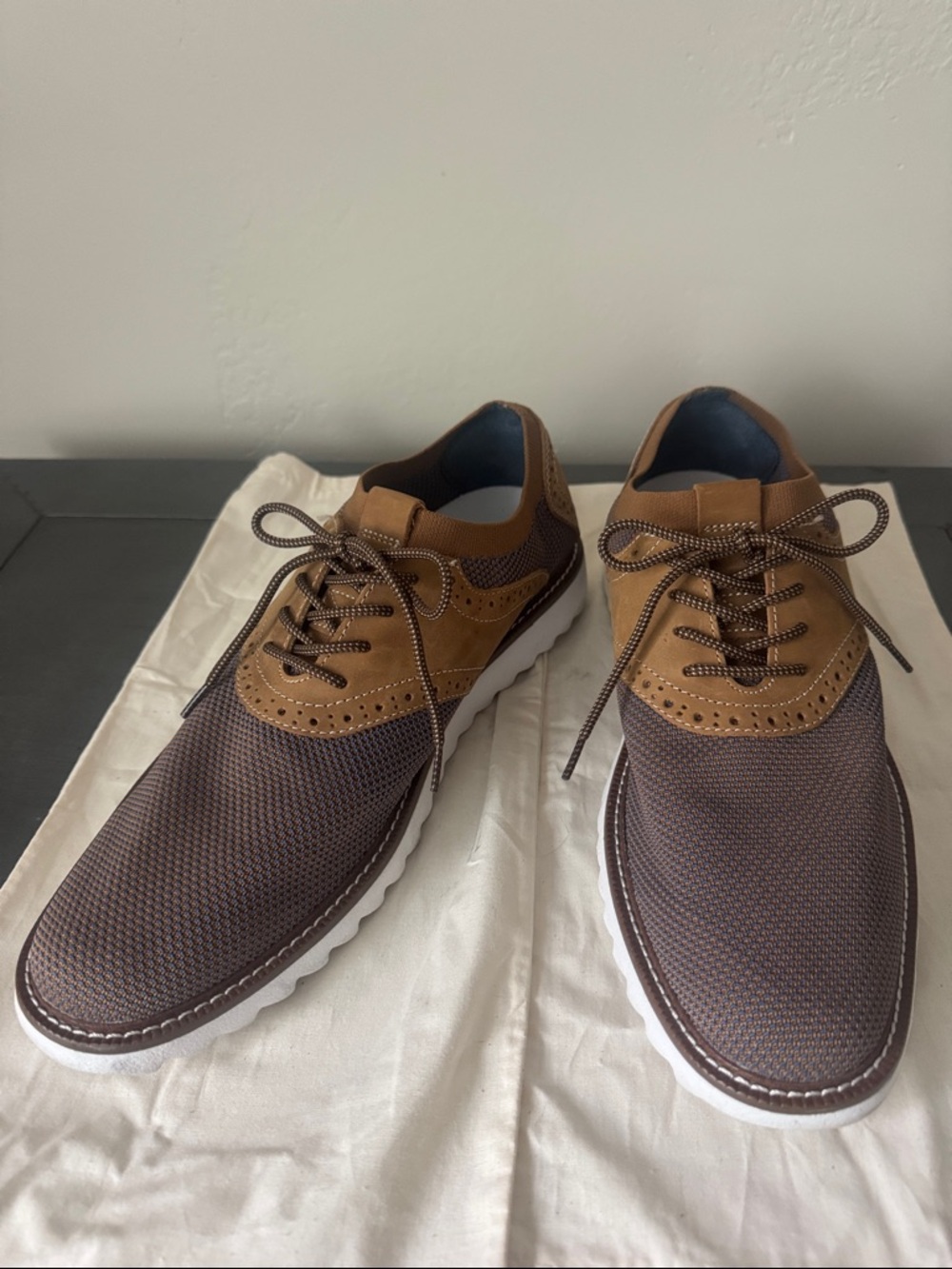 Johnston & Murphy Brown and Tan Two-Tone Wingtip Oxfords